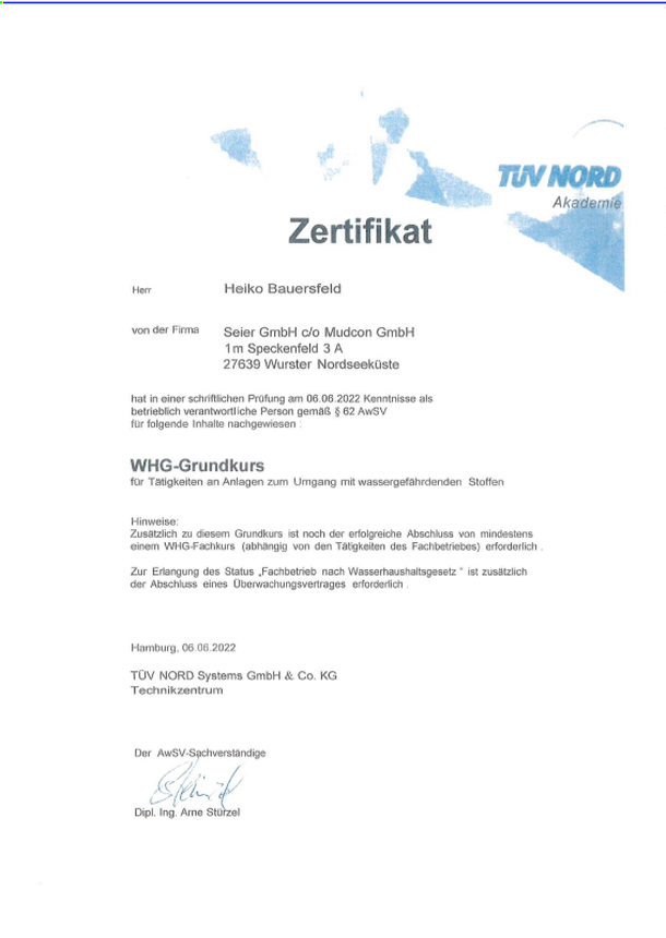 WHG-Grundkurs TÜV Nord